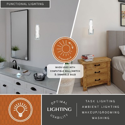 VAXCEL Marseille 1 Light LED Bathroom Vanity Fixture Clear Glass
