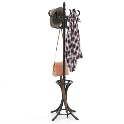 Tangkula 73" Freestanding Coat Hanger Stand Coat Rack w/ Umbrella Holder & 12 Hooks