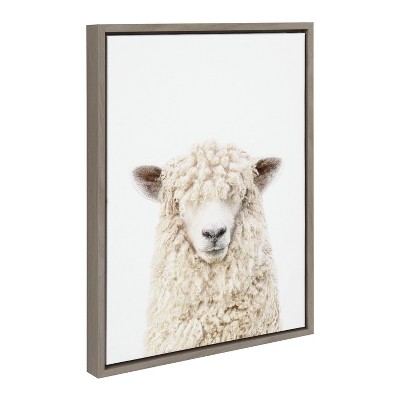 18" x 24" Sylvie Sheep Bangs Portrait Framed Canvas by Amy Peterson - Kate & Laurel All Things Decor