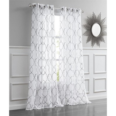 Dainty Home Springfield Glitter Embroidered Sheer Grommet Single Curtain Panel