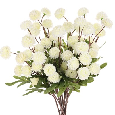 Unique Bargains 5-Heads Artificial Chrysanthemum Ball Flowers Silk Bouquets Real Touch 20 Inch