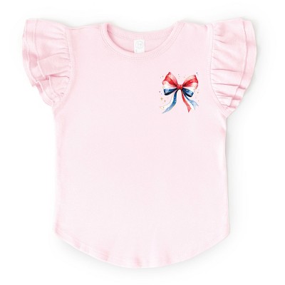 The Juniper Shop Patriotic Bow Star Coquette Flutter Sleeve Tee
