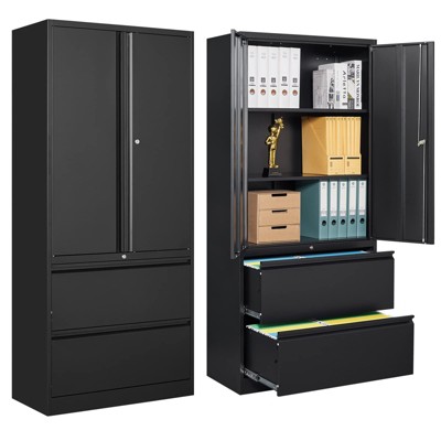 Mlezan Drawer File Cabinet: Metal Storage with Adjustable Shelves and Lock. Fits Legal/Letter/A4/F4 Files, Ideal for Home or Office Organization.