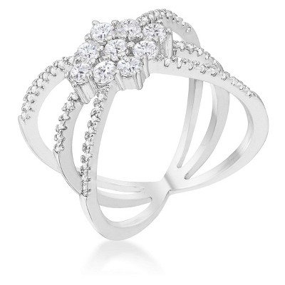 Slickblue Delicate Triple Wrap Ring for Women, 0.8ct CZ, Geometric Design, Silver/Rose Gold, Sizes 5-10