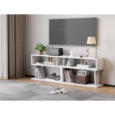 Tree City 24'' Rustic Entryway Console Table Bookcase with Multi-Tier Open Shelves