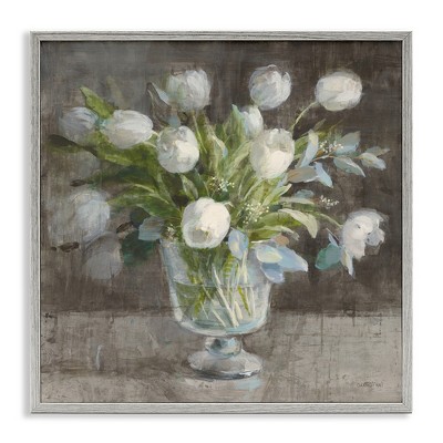 Stupell Industries Rustic White Tulip Vase Black Framed Giclee Art