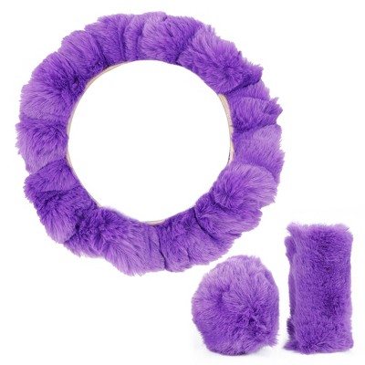 Unique Bargains Car Steering Wheel Cover with Handbrake Cover Gear Shift Cover Set