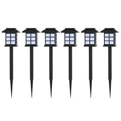 Nature Spring Outdoor Solar LED Garden Lights – Black, 6 Pieces