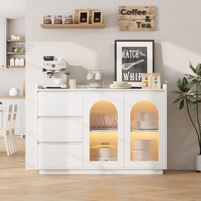 48" Buffet Cabinet Storage Cabinet Sideboard Modern Kitchen Buffet Table, Coffee Bar for Kitchen, Dining Room Furniture