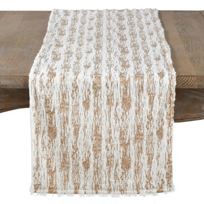 Saro Lifestyle Metallic Foil Print With Accented Faux Fur Runner