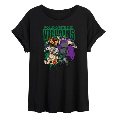Women's - Teenage Mutant Ninja Turtles - Villains Bootleg Oversized Graphic T-Shirt
