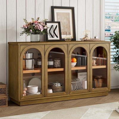 KTMBDW Sideboard Buffet Storage Cabinet, Credenza Buffet Table, Boho Console Accent Cabinet with Doors for Kitchen Entryway