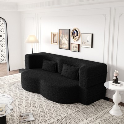 GDFStudio Moses 78" Teddy and Compressed Foam Full Size Floor Sofa Bed