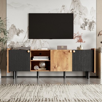 MOEPISY Mid Century TV Stand with 3 Cabinets