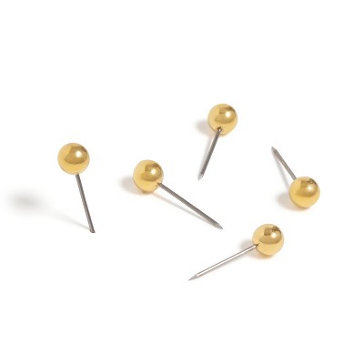 U Brands 100ct Gold Map Push Pins: Thumb Tacks for Wall, Plastic, Clips & Fasteners, Art & Stationery, 0.87" Height
