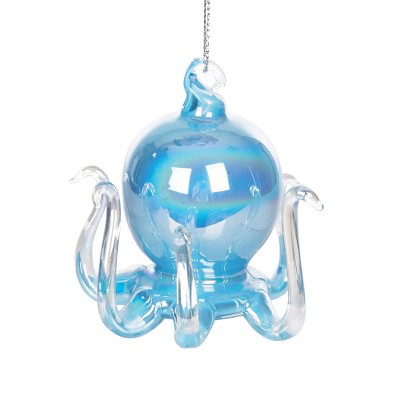 Gallerie II Blown Glass Blue Octopus Ornament