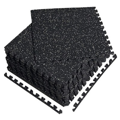NAYSAYE Exercise Trainer EVA Foam Puzzle Mat for Home Gym Flooring and Workout Area , Black, 24.00"*24.00"*0.56"