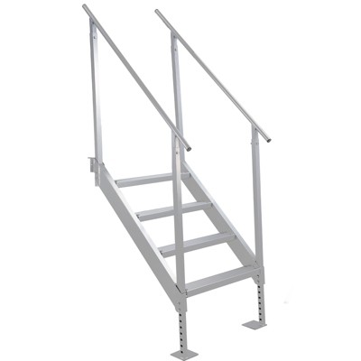 Heavy-Duty 4-Step Aluminum Dock Ladder for Boats, Piers & Floating Docks - 6063 Marine-Grade Aluminum with Non-Slip Rubber Treads