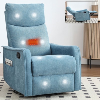 PAGED Modern Swivel Recliner Chair, Heating Massage Chair with Side Pocket, Accent Chair for Bedroom, Living Room Furniture