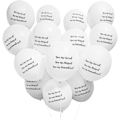 Sparkle and Bash 30-Pack White Funeral Remembrance 12" Latex Balloons for Memory, Memorial Services, Celebration of Life, Ribbon Included