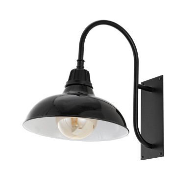 12.25" 1-Light Stanley Farmhouse Industrial LED Gooseneck Arm Outdoor Sconce - JONATHAN Y