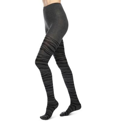 Memoi Zebra Stripe Cotton Blend Sweater Tights