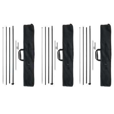 VEVOR Feather Flag Pole Kit, 3 Packs Swooper Flag Pole 16.3 ft, Sign Flag Poles, with Ground Stakes and A Carrying Bag (Flag Not Included), Black