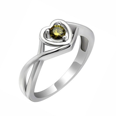 Christine Engagement Ring Promise Heart For Women Silver Cz Ginger Lyne Collection