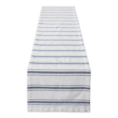 Design Imports  Dobby Stripe Table Runner, French Blue, 14X72"
