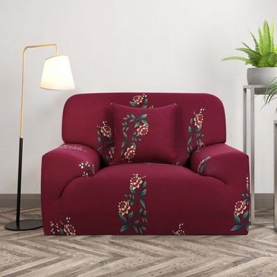 PiccoCasa Stretch Sofa Cover Floral Printed Couch Slipcover for Sofas with One Pillowcase