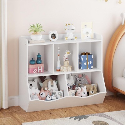 Kids Bookshelf & Toy Storage Organizer, 3-Tier Wooden Open Bookcase Book and Toy Storage Display Organize for Bedroom Playroom Nursery