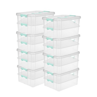 Sterilite Convenient Home 2-Tier Layer Stack Carry Storage Box, Clear
