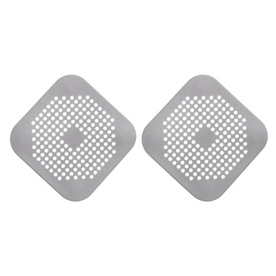 Unique Bargains Shower Drain Hair Catcher Square Drain Cover Silicone Strainer Hair Stopper for Shower Sink Bathroom Tub Accessories