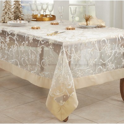 Saro Lifestyle Snowflake and Ribbon Design Tablecloth
