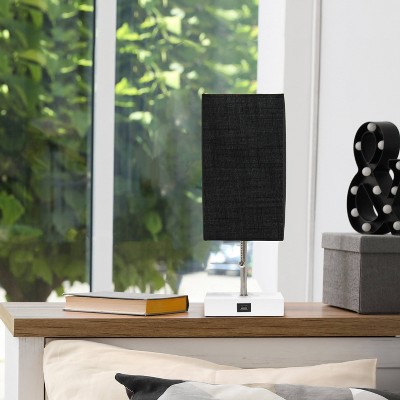 Petite Stick Lamp with USB Charging Port and Fabric Shade - Simple Designs