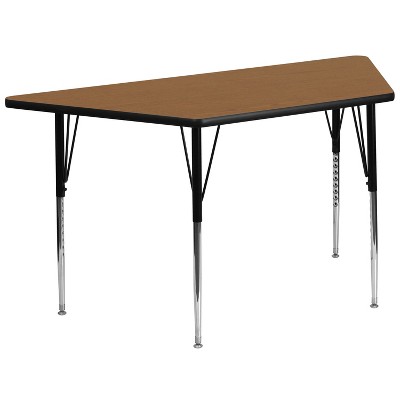 Flash Furniture 29''W x 57''L Trapezoid Thermal Laminate Activity Table - Standard Height Adjustable Legs