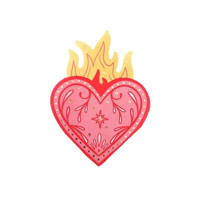 Jollity & Co. - Heart on Fire Cocktail Napkins - Pack of 16 Paper Napkins