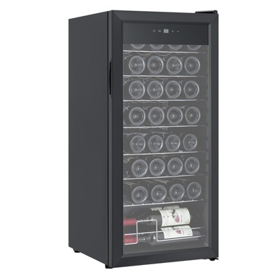 32 Bottle Wine Cooler, Compressor Wine Cooler Refrigerator with Digital Temperature Control