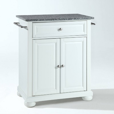 Alexandria Granite Top Portable Kitchen Island/Cart White/Gray - Crosley: Rolling Storage, Towel Bars, Adjustable Shelf