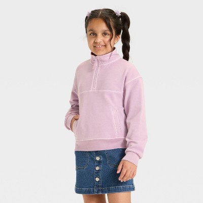 Girls' French Terry Quarter Zip Pullover Sweatshirt - Cat & Jack™