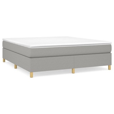 vidaXL Bed Frame Light Grey Polyester, Plywood, Engineered Wood King