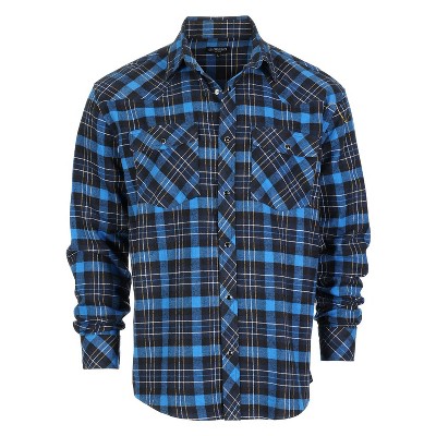 Gioberti Men's Western Brushed Flannel Plaid Checkered Shirt w/ Snap-on Button