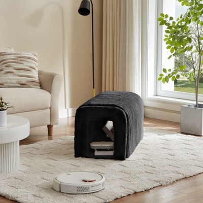 TUYOHW Ottoman Storage Bench Pet Supplies Corduroy Bench Cat's Nest to Hide For the Living Room, Entryway and Bedroom, Black
