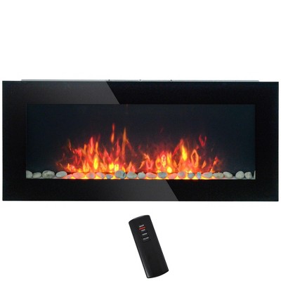 NAYSAYE Indoor Wall Mounted Fireplace with Realistic Flame for Living Room or Bedroom, Black, 41.3"*3.9"*18.9"