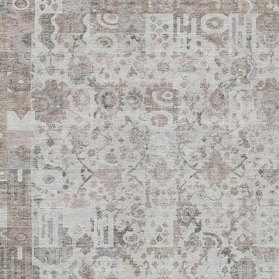 Taupe And Ivory Patchwork Washable Indoor Outdoor Area Rug