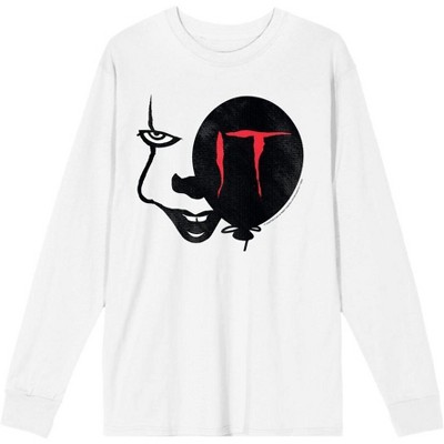 It Chapter 2 Enlarged Pennywise Face Adult Long Sleeve Tee