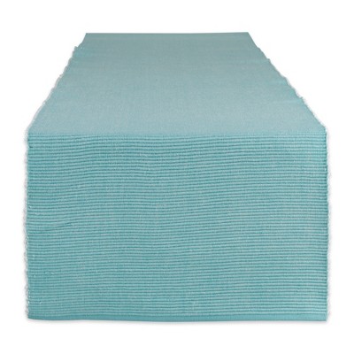 Design Imports  Ribbed 2-Tone Table Runner, Aqua, 13X72"