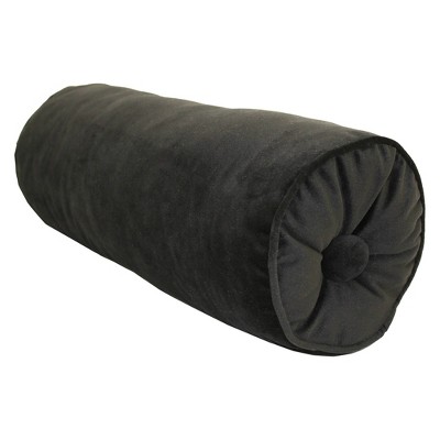 7"x18" Velvet Neck Roll Throw Pillow Black - Edie@Home