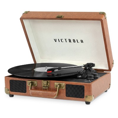 Victrola Journey 3-Speed Bluetooth Suitcase Record Player - Brown: Belt Drive Turntable