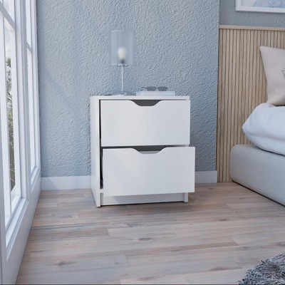 NicBex 2 Drawers Nightstand with Handle Free Design,Bedside Table with Storage Space,Modern Side Table for Bedroom